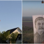 Над Воронежем пронесли огромного Иосифа Сталина на воздушном шаре
