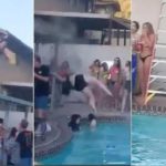 Девушка не рассчитала своих сил во время прыжка с крыши в бассейн