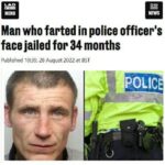 Англичанин, пукнувший полицейскому в лицо, сядет в тюрьму на 34 месяца